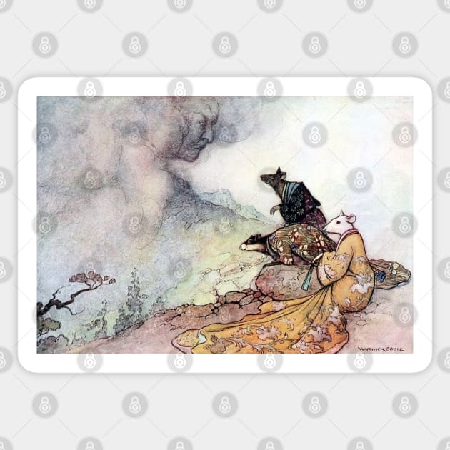 The Espousal of the Rat's Daughter - Warwick Goble Sticker by forgottenbeauty